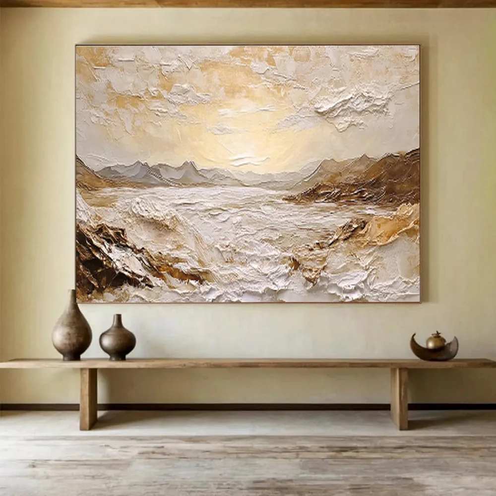 Scenic Hand-painted Mountain Landscape Abstract Canvas Artwork 9UP6G